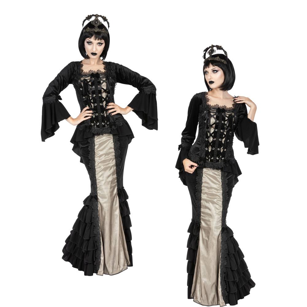 Sinister - 1130 Lange rok - Zwart/Ivoorkleurig